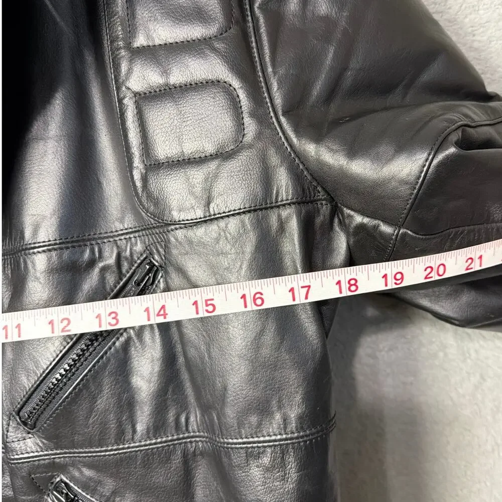 Vintage 1998 Wilsons Leather Moto Jacket Mens 40 Black Biker Y2K Motorcycle
